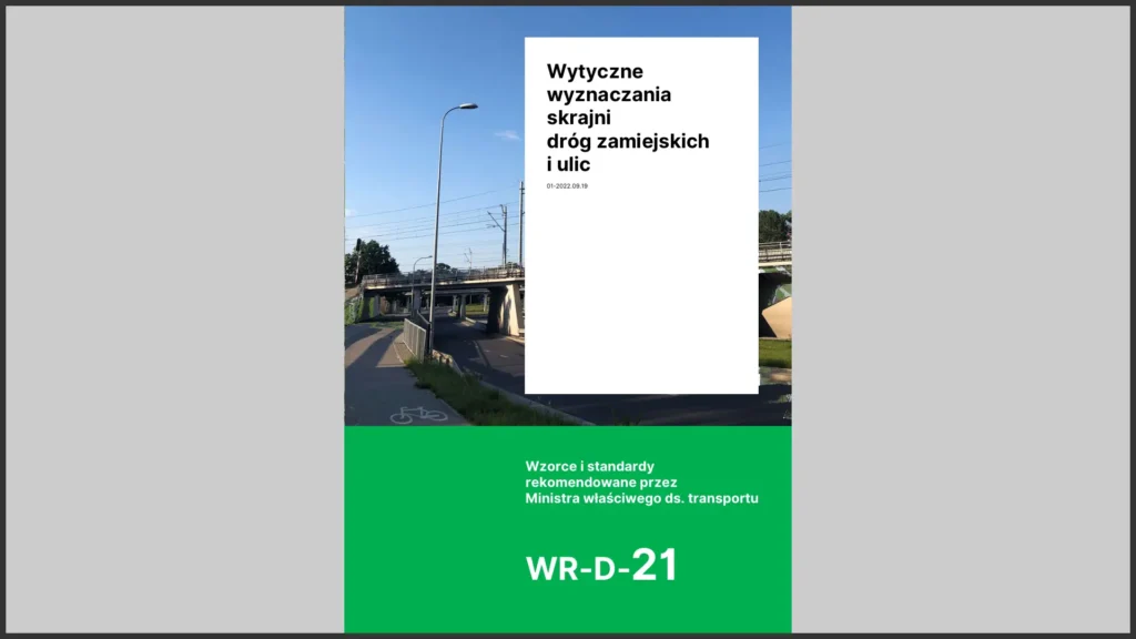 Strona tytułowa dokumentu WR-D-21 – Wytyczne wyznaczania skrajni dróg zamiejskich i ulic.