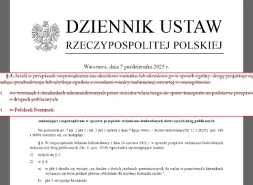 Uchylony paragraf 3 Dziennika Ustaw – koniec zasad wiedzy technicznej w przepisach drogowych 2025